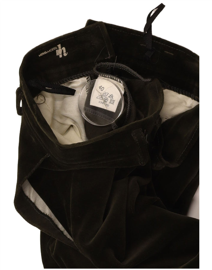 ВИНТАЖНЫЕ женские бархатные брюки со штрипками EU 40, средний W27 L29, зеленый хлопок