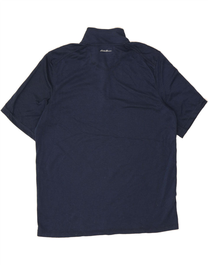 EDDIE BAUER Mens Zip Neck T-Shirt Top XL Navy Blue Polyester Vintage Eddie Bauer and Second-Hand Eddie Bauer from Messina Hembry 