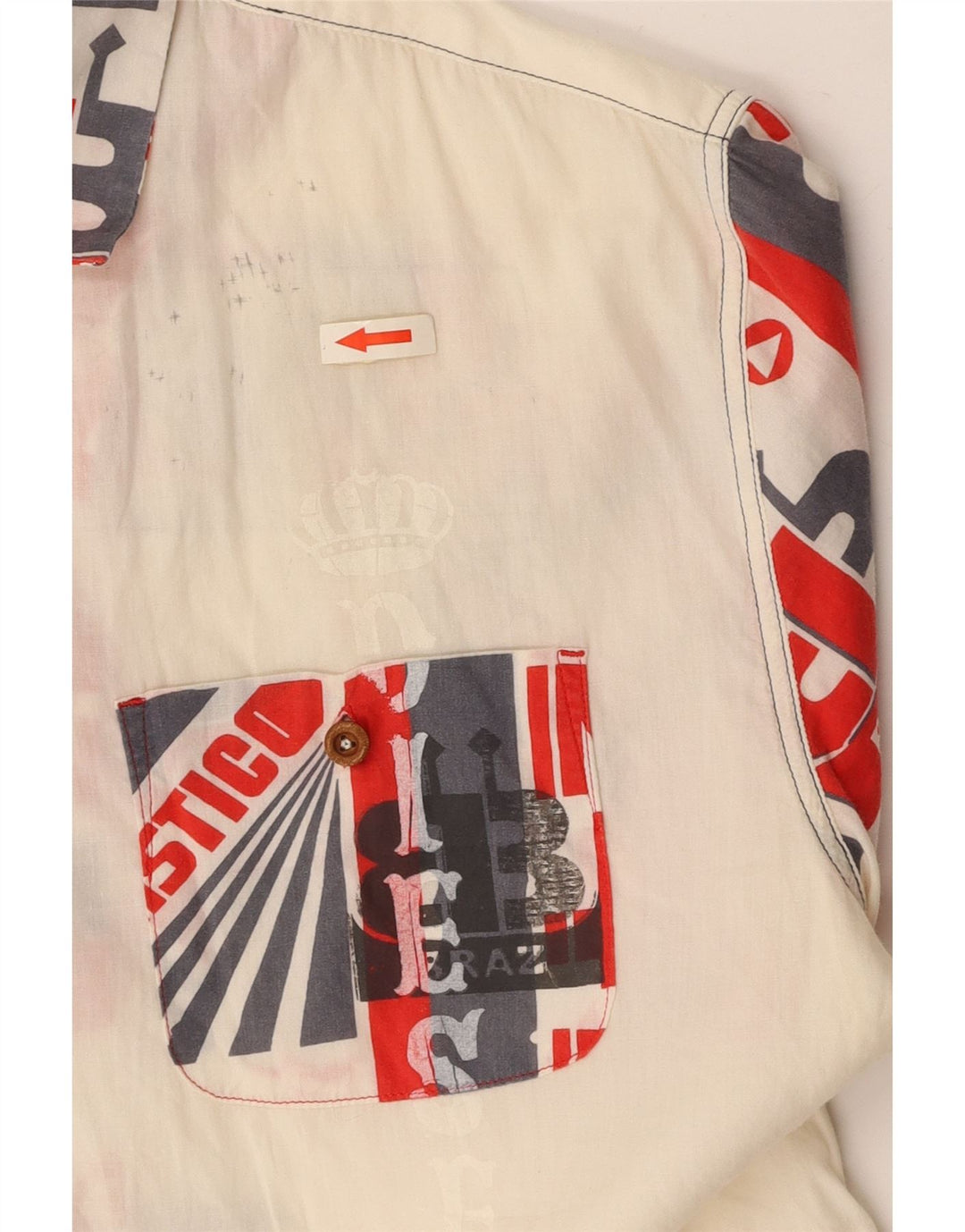 Мужская рубашка DIESEL с коротким рукавом и рисунком, белый цвет, хлопок с цветными блоками