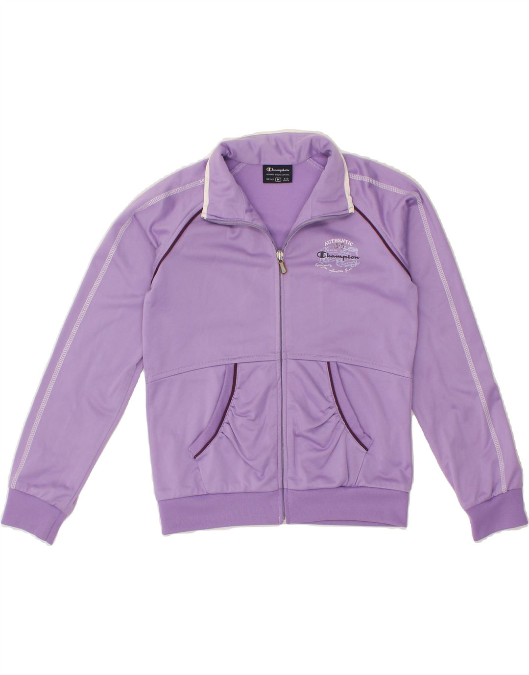 CHAMPION Girls Tracksuit Top Jacket 9-10 Years Medium Purple Polyester Vintage Champion and Second-Hand Champion from Messina Hembry 