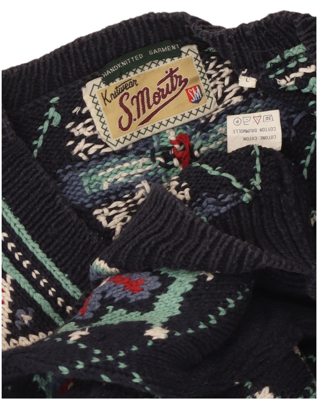 Женский джемпер с v-образным вырезом S.Moritz, Великобритания 16, большой темно-синий, хлопок