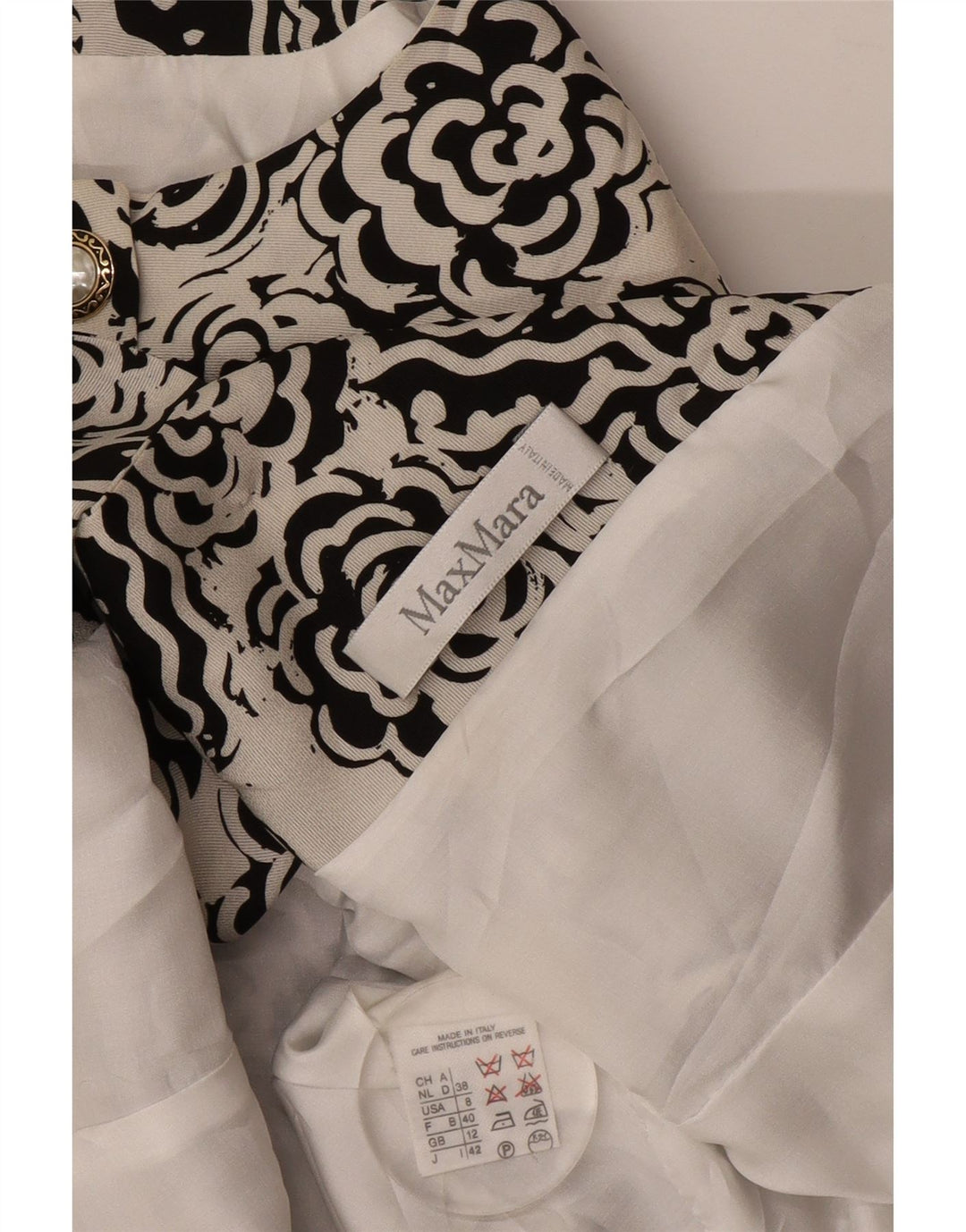 Женский пиджак Max Mara на 4 пуговицах, Великобритания 12, средний белый цветочный полиэстер