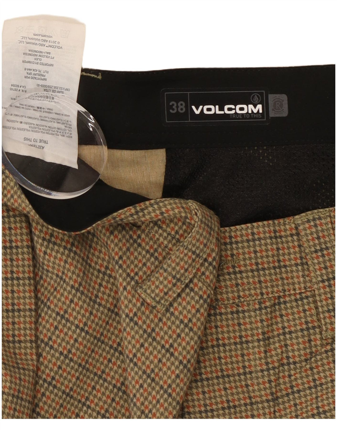 Мужские шорты чинос Volcom W38 XL, бежевый, полиэстер с узором "гусиные лапки"