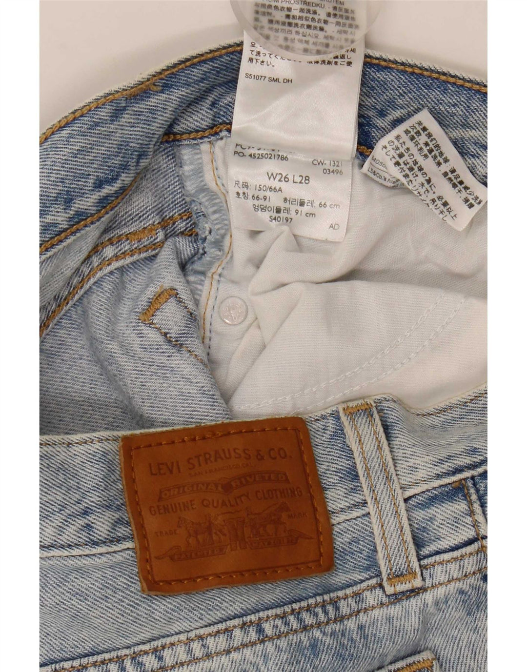 Женские прямые джинсы Levi's на танкетке W26 L28, синий хлопок