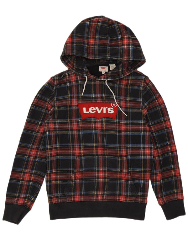 Мужской джемпер с капюшоном Levi's XS, черный в клетку, хлопок