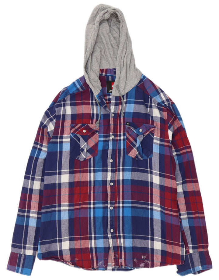 Мужская фланелевая рубашка Quiksilver с капюшоном, большая разноцветная клетка