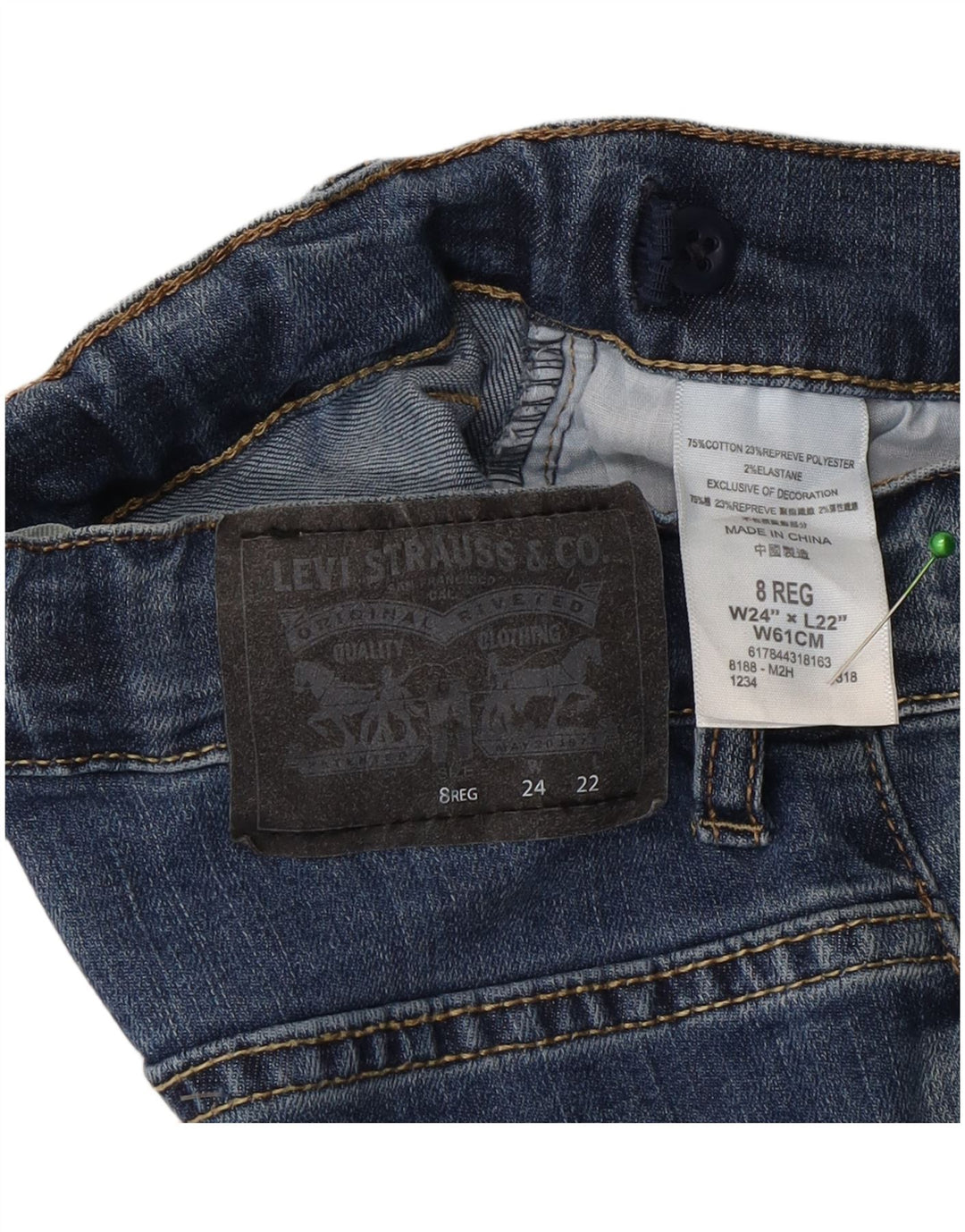 Джинсы Levi's 511 Slim для мальчиков 7–8 лет W24 L22, синий хлопок