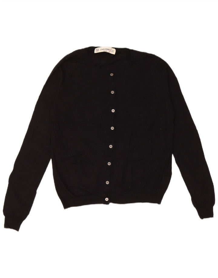 Женский кардиган Zara UK 14, средний черный нейлоновый свитер