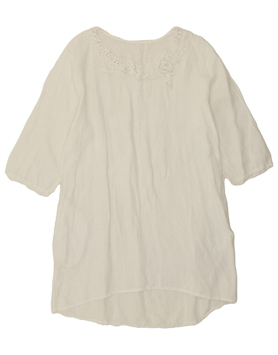 VINTAGE Womens 3/4 Sleeve Basic Dress UK 18 XL White Floral Vintage Vintage and Second-Hand Vintage from Messina Hembry 