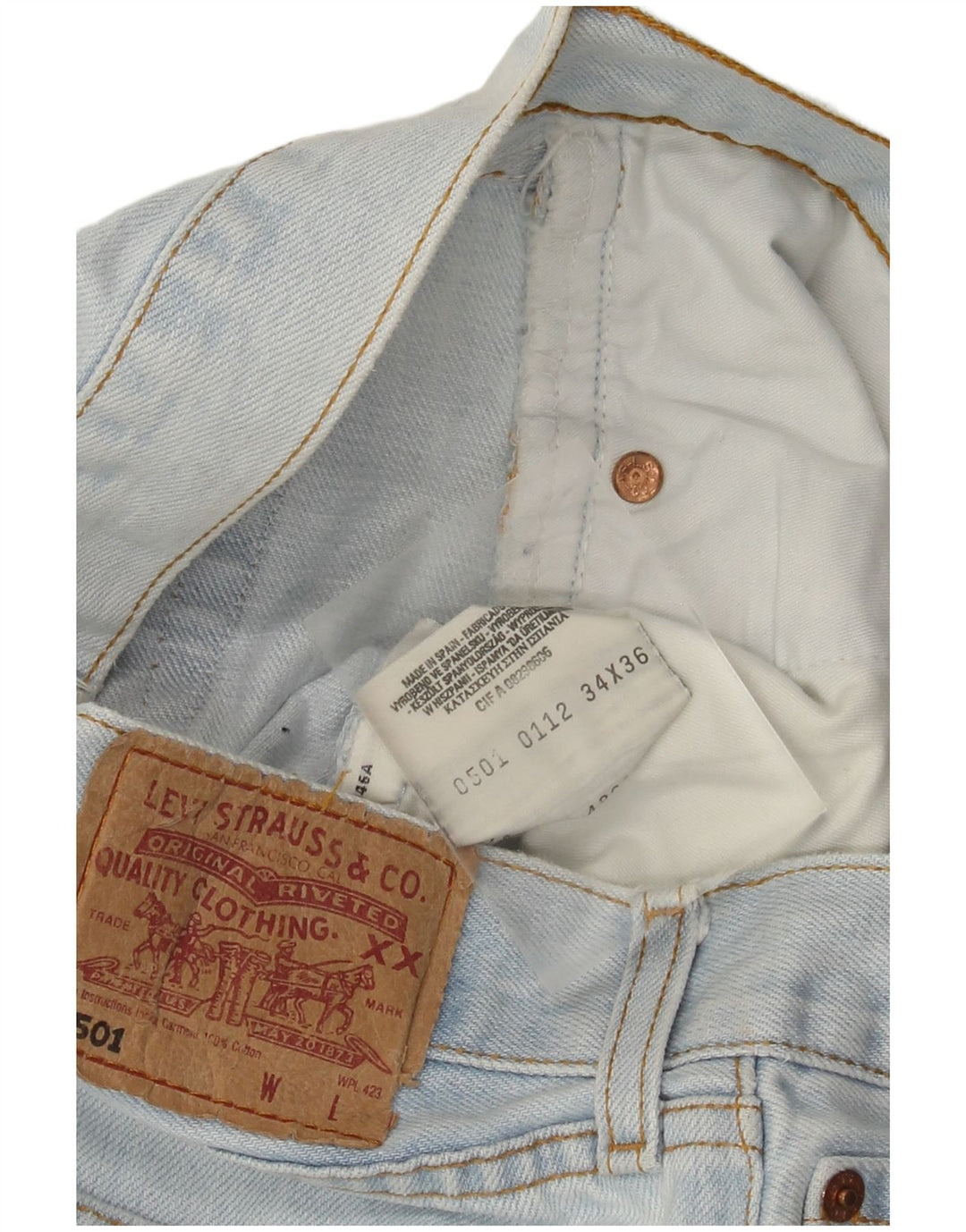 Мужские прямые джинсы LEVI'S 501 W34 L36 синие, хлопок