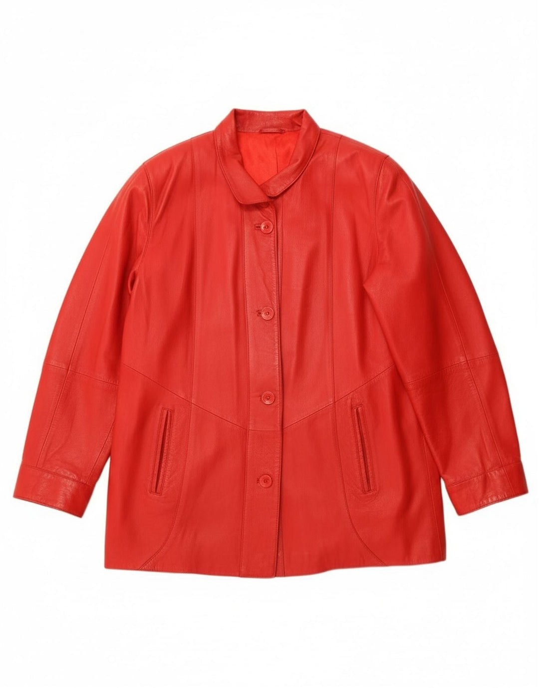 Винтажная женская кожаная куртка UK 16, большая красная кожа