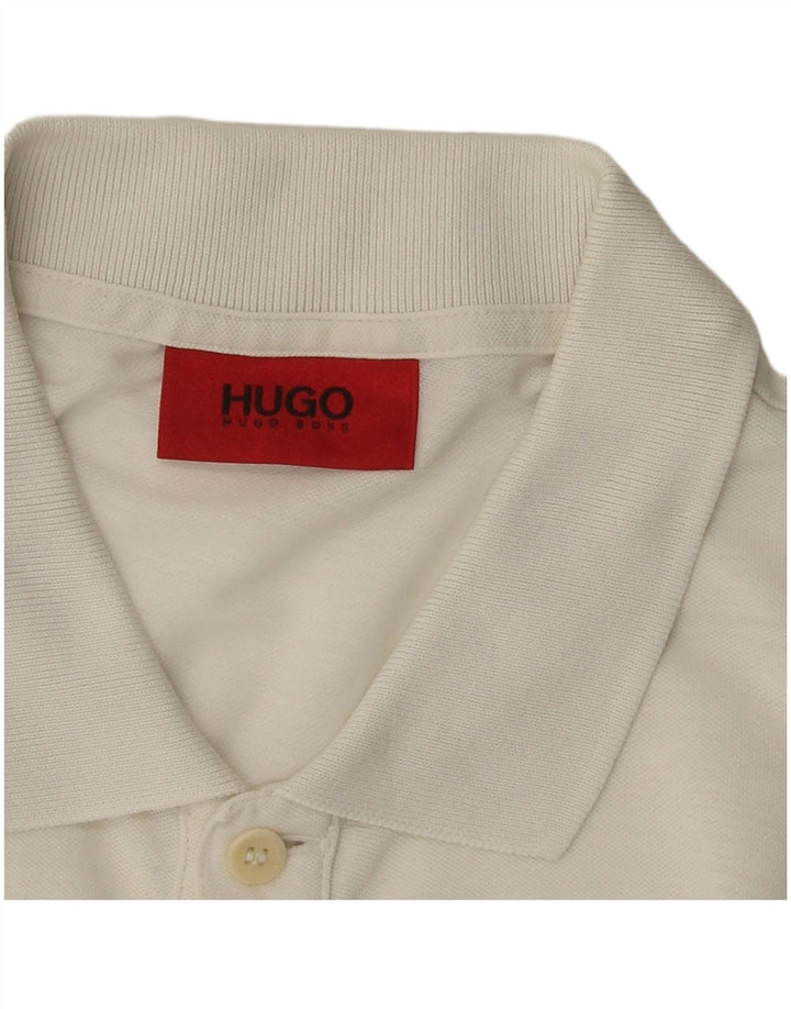 Мужская рубашка-поло Hugo Boss, маленькая белая, хлопковая