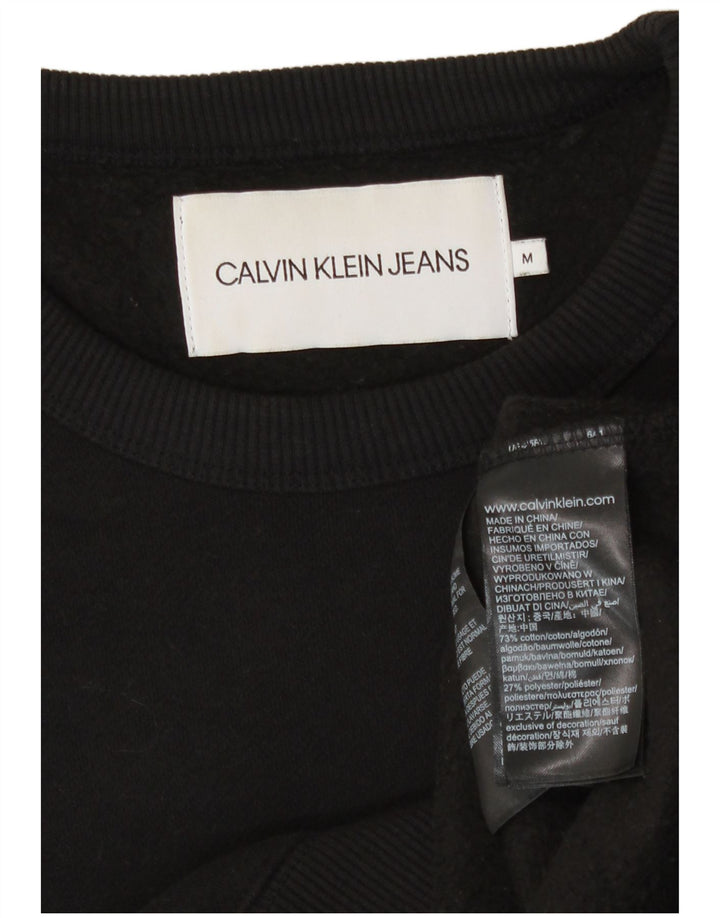 Мужской свитшот с рисунком Calvin Klein Jeans, джемпер среднего размера, черный, хлопок