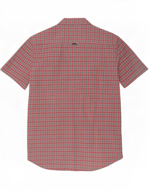Crew Clothing Мужская приталенная рубашка с коротким рукавом, хлопковая рубашка в розовую клетку среднего размера