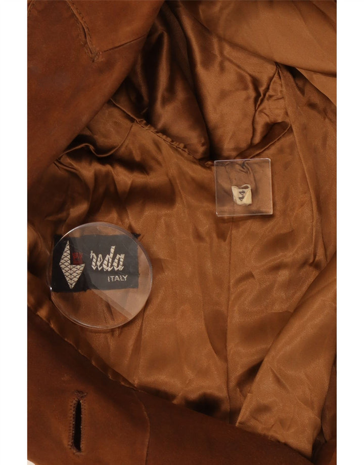 Винтажное женское замшевое пальто IT 44 Средне-коричневый