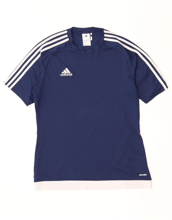 Мужская футболка Adidas Climalite, верх среднего цвета, темно-синий, полиэстер с цветными блоками