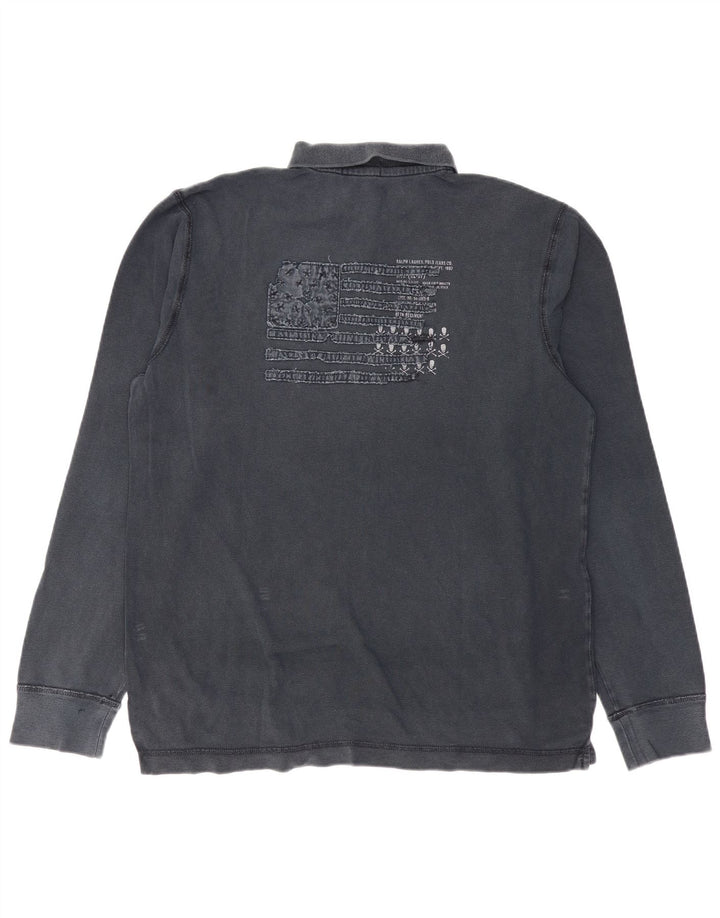 Мужская рубашка поло с длинным рукавом RALPH LAUREN, большая, темно-синяя