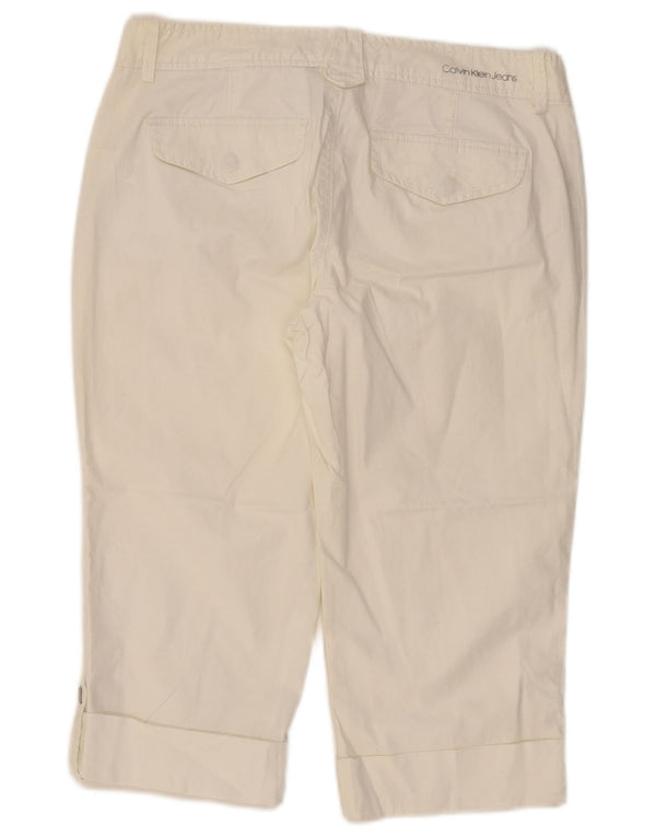 CALVIN KLEIN Женские узкие капри США 12, большие W34 L19 Off White