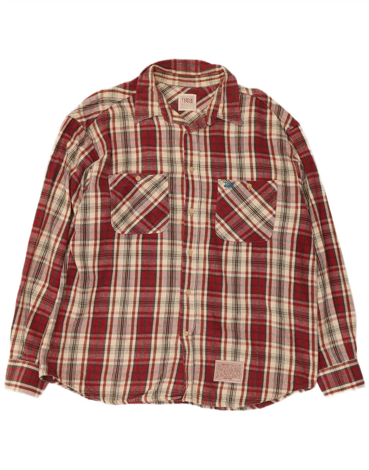 Мужская фланелевая рубашка Think Pink в клетку бордового цвета XL