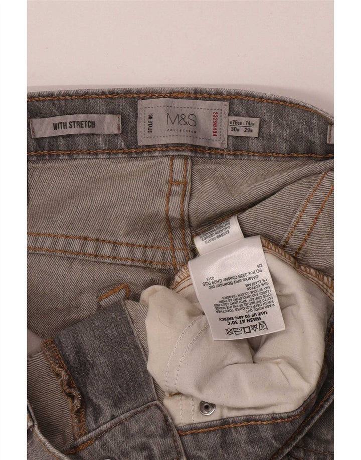 Женские прямые джинсы Marks & Spencer W30 L29 серые, хлопковые