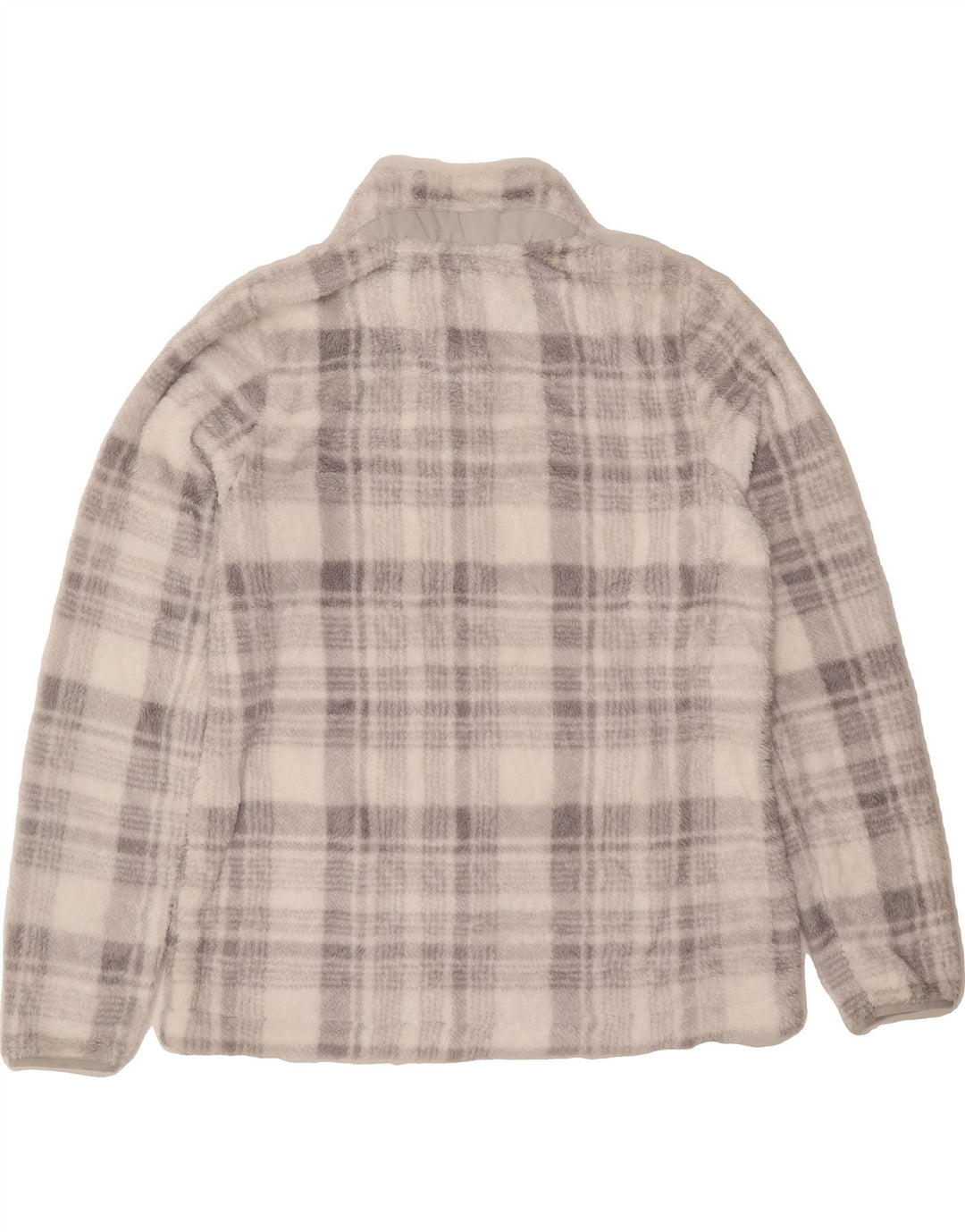 EDDIE BAUER Womens Button Neck Fleece Jumper UK 18 XL Grey Check Polyester Vintage Eddie Bauer and Second-Hand Eddie Bauer from Messina Hembry 