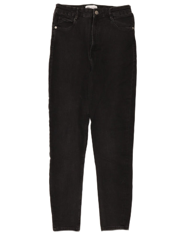 Zara Womens High Waist Skinny Jeans EU 40 Medium W30 L28 Black Cotton