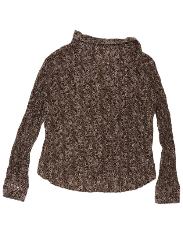 Женская блузка-рубашка Marks & Spencer UK 18 XL Коричневая полиэстер с геометрическим рисунком