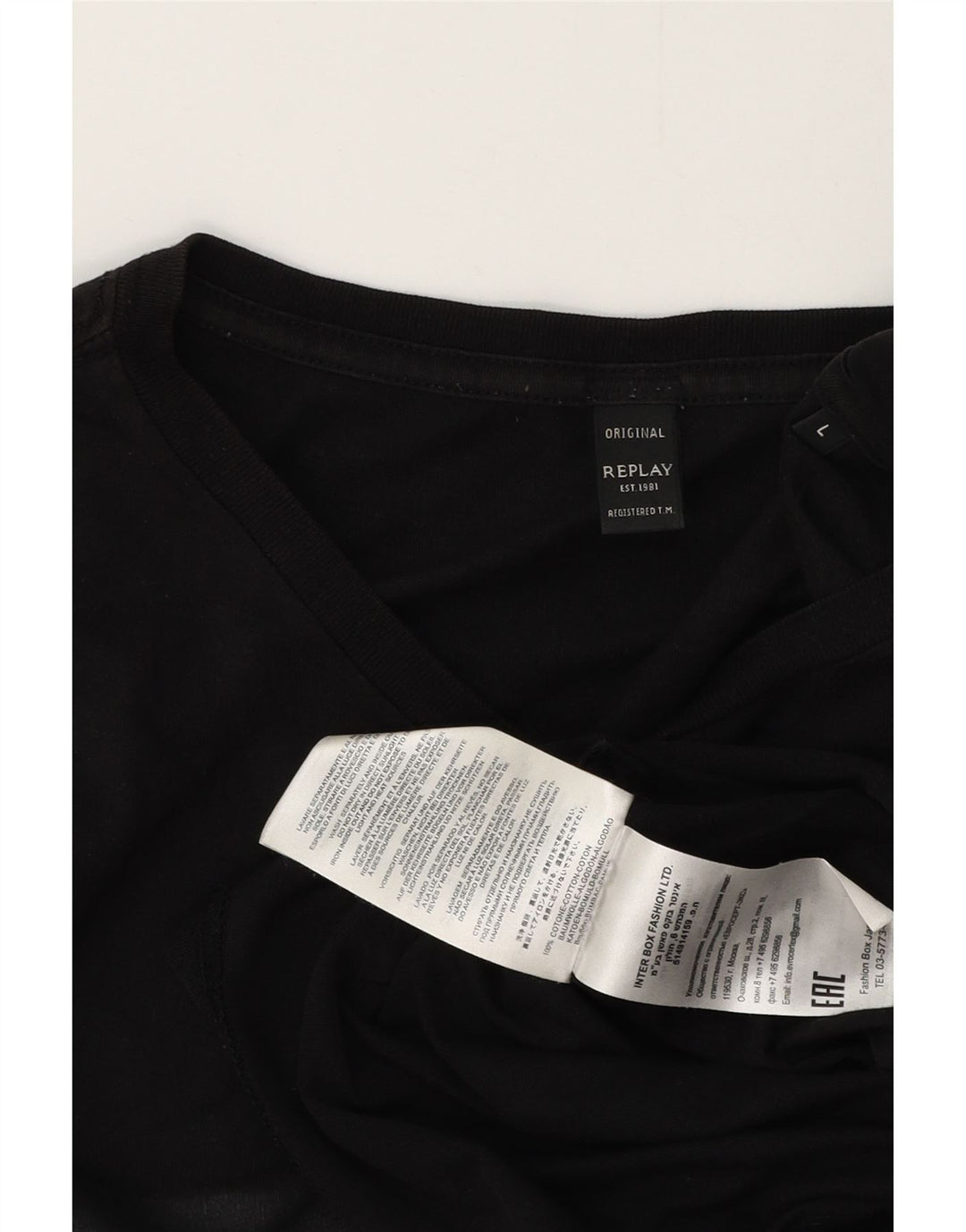 Мужская футболка с рисунком REPLAY, большой черный хлопковый топ