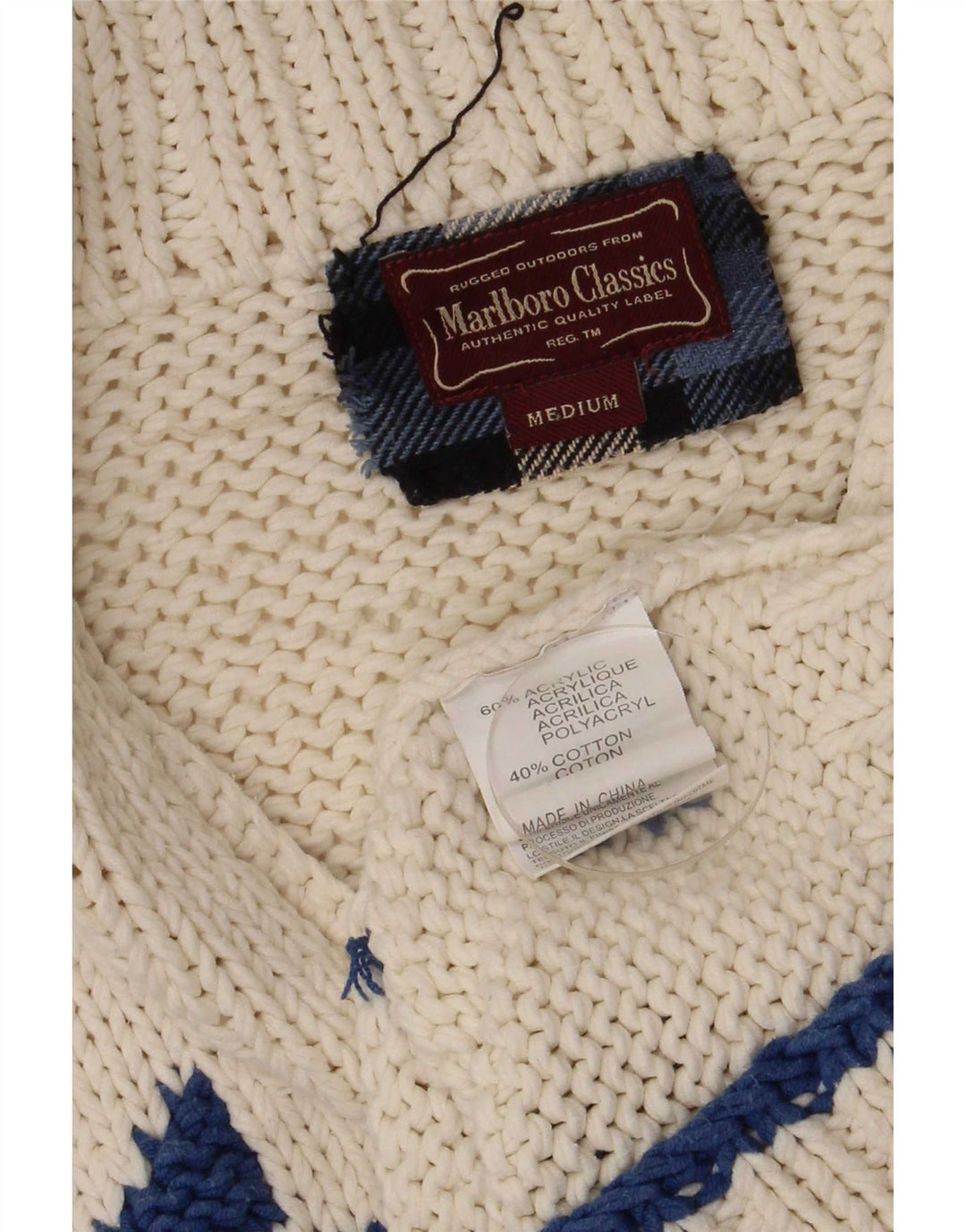 Мужской кардиган Marlboro Classics, средний белый свитер Fair Isle Retro