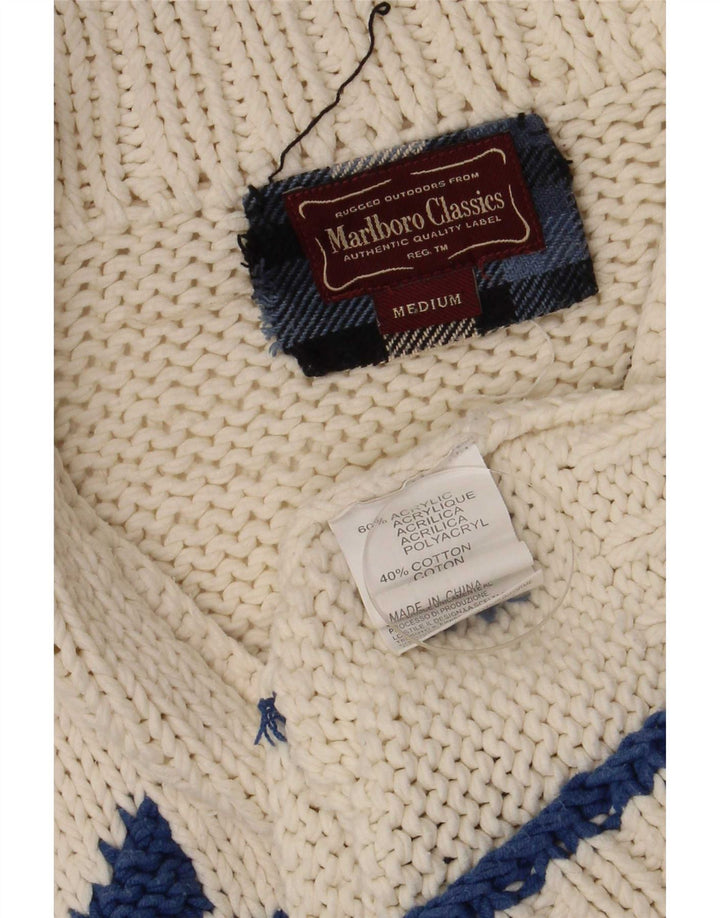 Мужской кардиган Marlboro Classics, средний белый свитер Fair Isle Retro