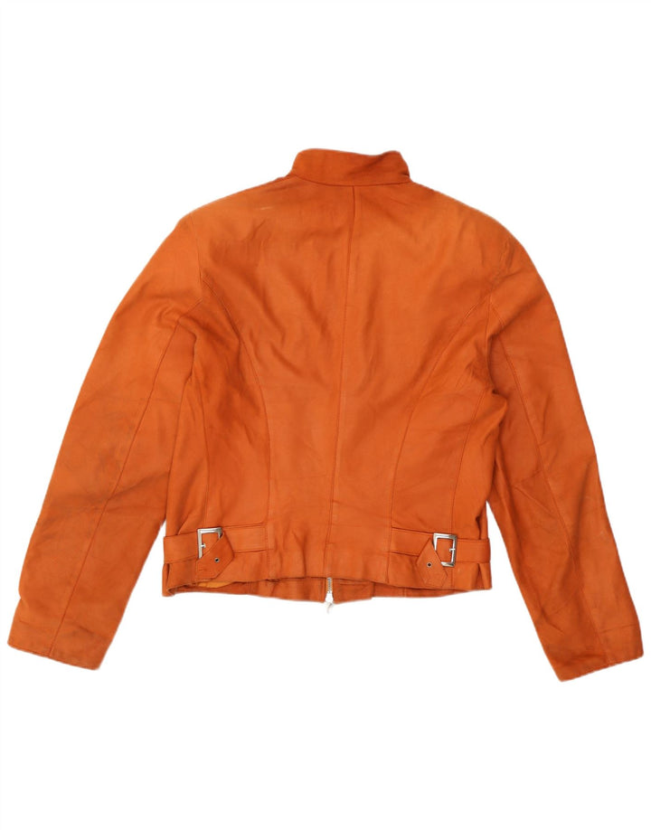 Винтажная женская укороченная кожаная куртка IT 44 Medium Orange Leather