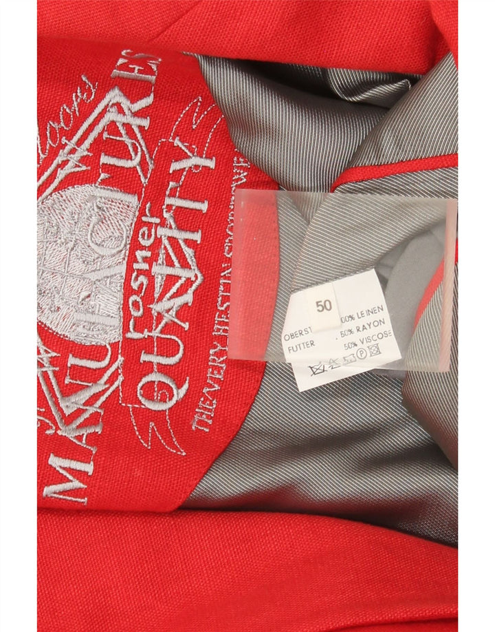 Винтажный мужской пиджак на 2 пуговицах IT 50, большой красный льняной пиджак