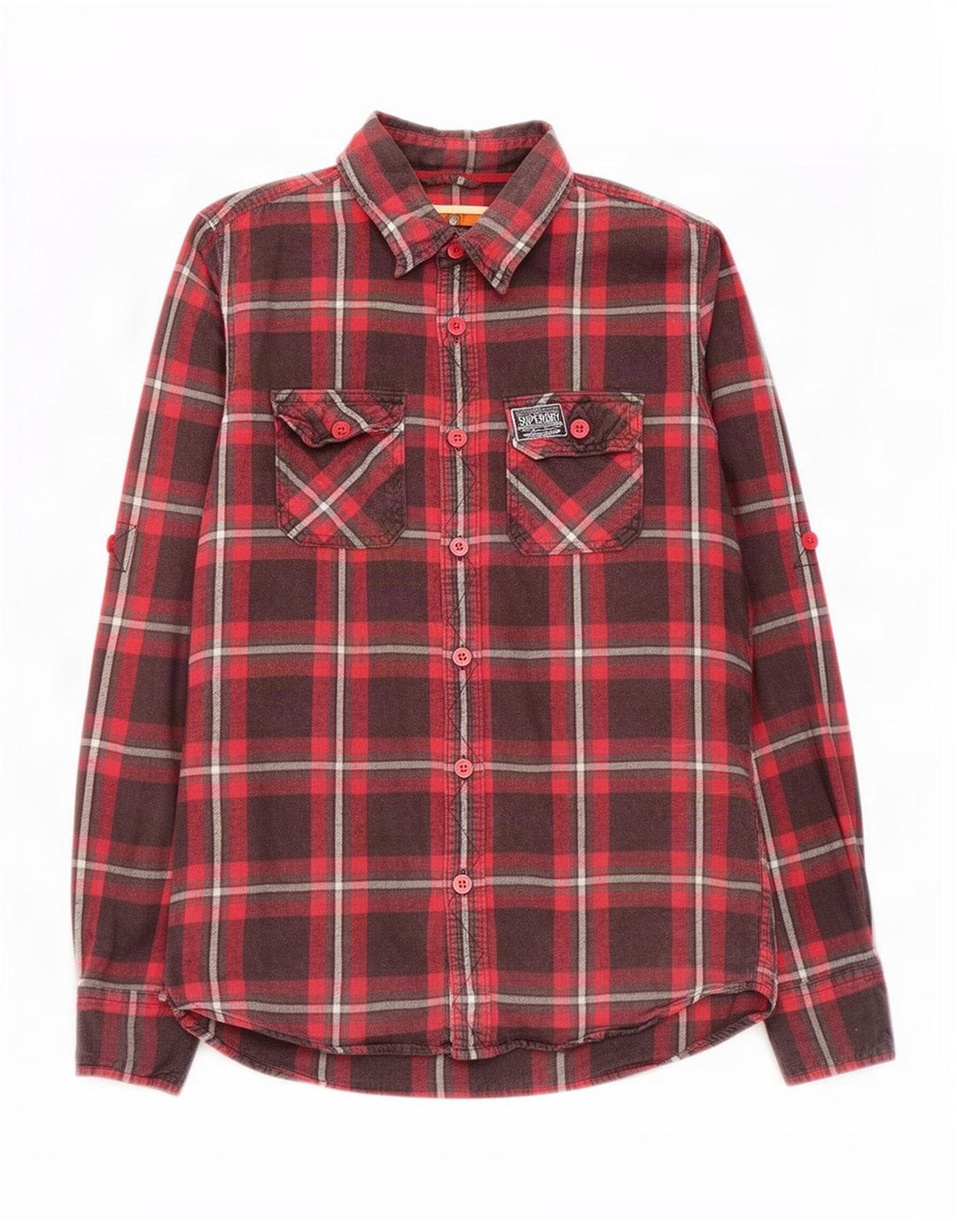 Мужская фланелевая рубашка Superdry, большая красная клетка, хлопок