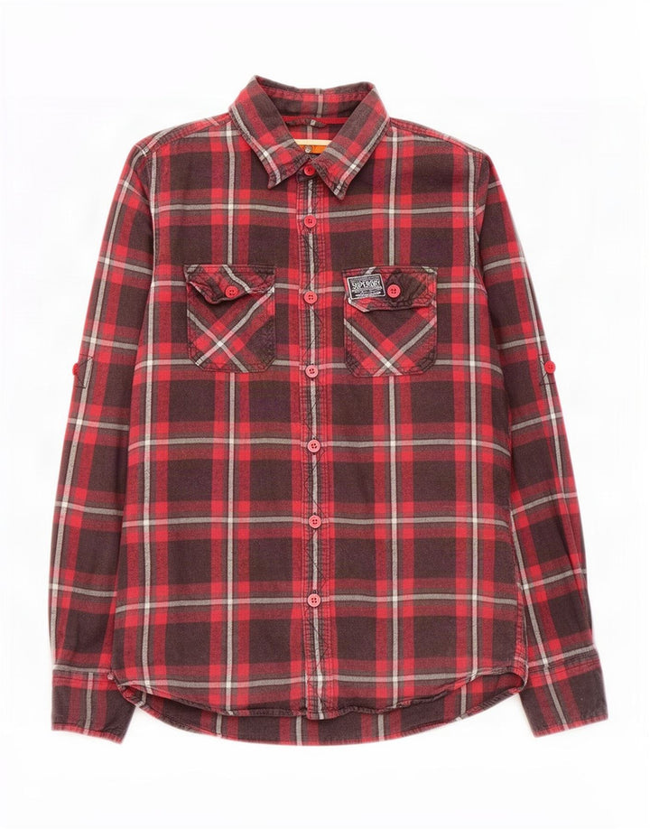 Мужская фланелевая рубашка Superdry, большая красная клетка, хлопок