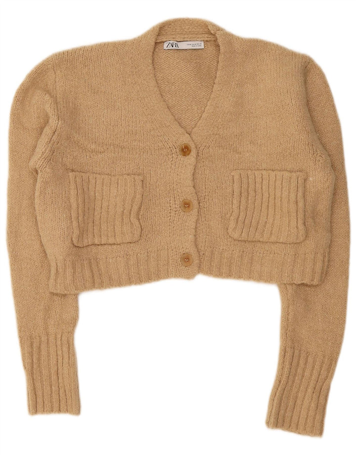 Женский укороченный кардиган Zara UK 14, средний бежевый