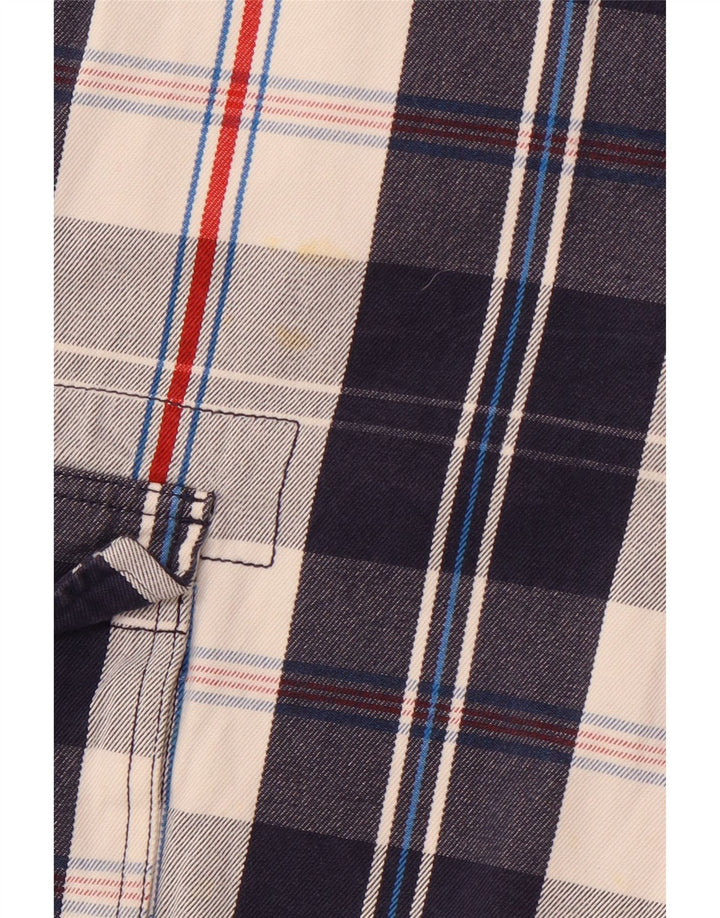 ОДЕЖДА ДЛЯ ЭКИПАЖА Мужские шорты-карго среднего размера W32 Темно-синие в клетку, хлопок