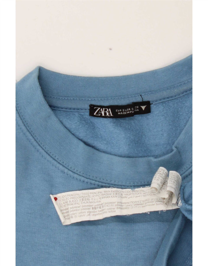 Женский укороченный свитер Zara UK 10, маленький синий полиэстер
