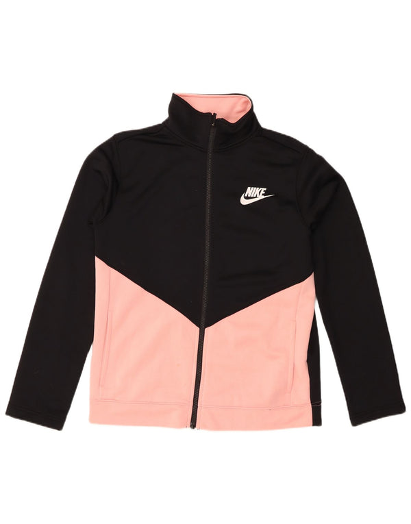 Спортивный костюм Nike для девочек, верхняя куртка 13–14 лет, XL, черный полиэстер с цветными блоками