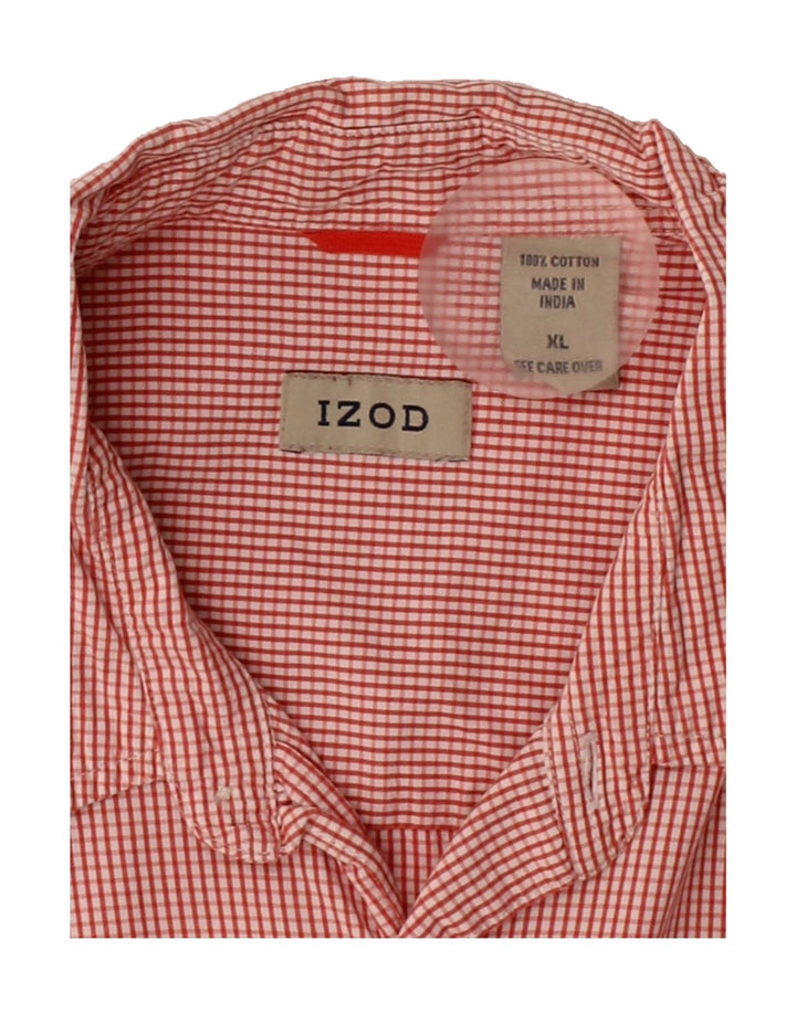 IZOD Mens Short Sleeve Shirt XL Red Check Cotton Vintage Izod and Second-Hand Izod from Messina Hembry 