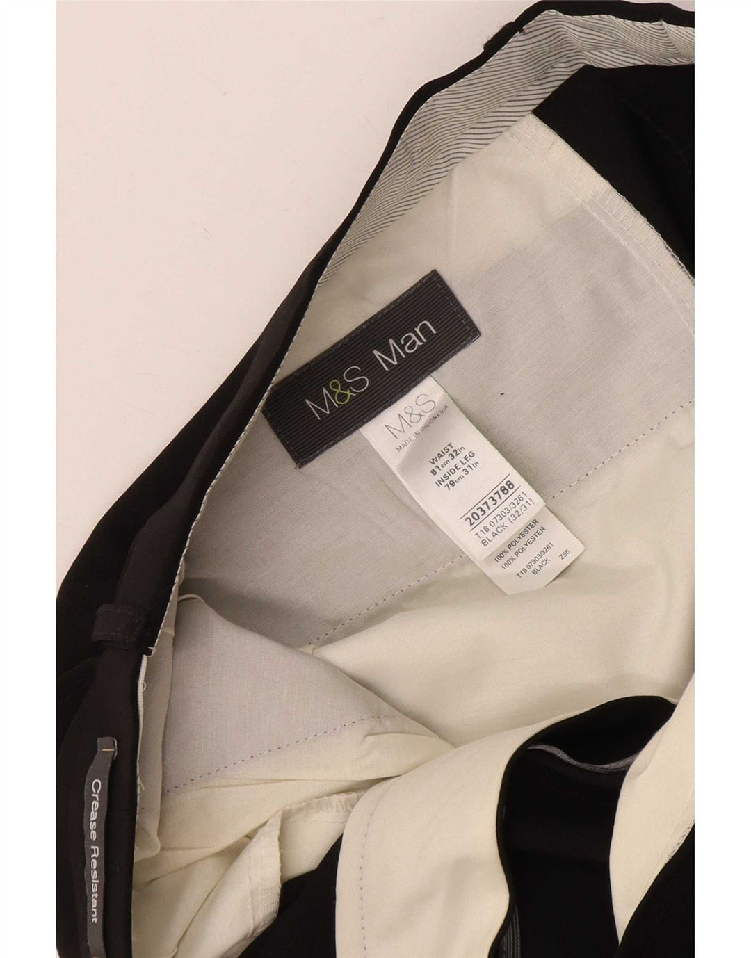 Мужские прямые костюмные брюки Marks & Spencer W32 L31 черные из полиэстера