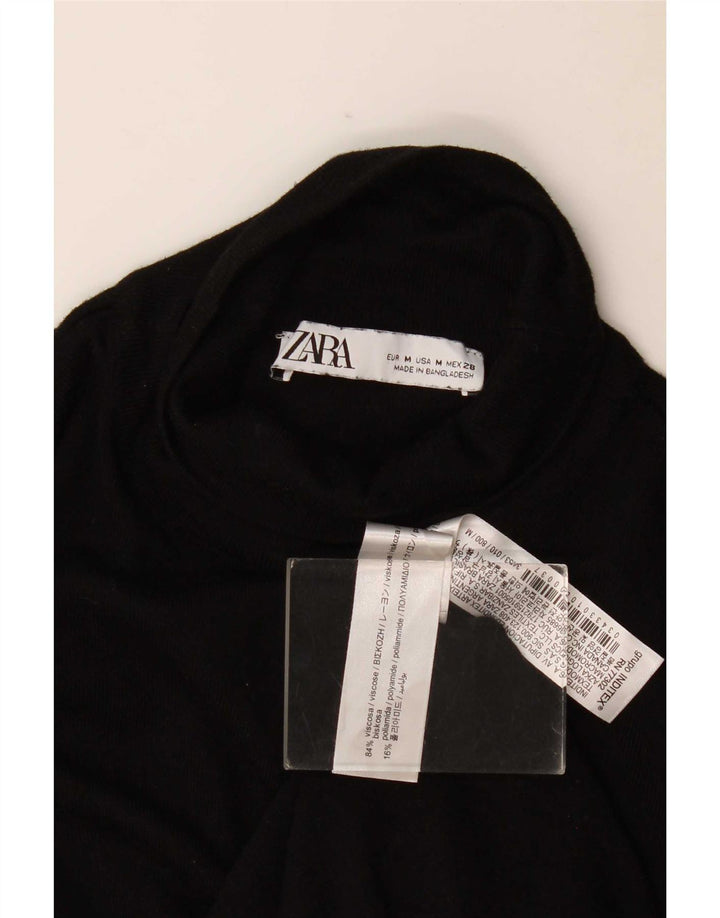Женский джемпер с высоким воротником Zara UK 12, средний черный вискоза
