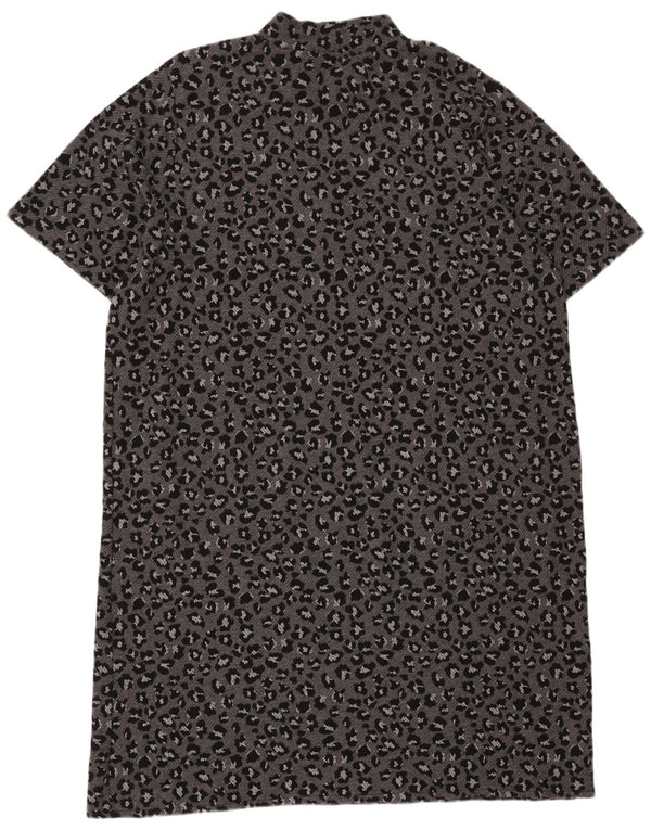 MARKS & SPENCER Womens Basic Dress UK 24 4XL  Grey Animal Print Cotton