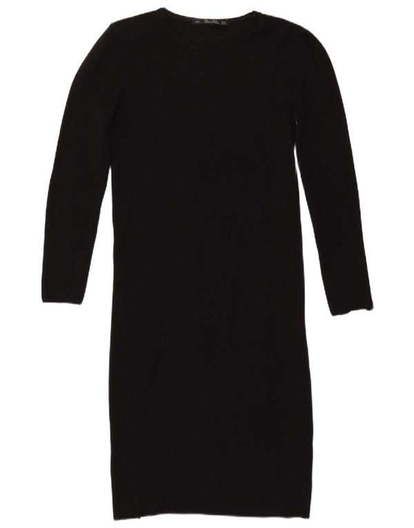 Женское платье-джемпер с длинным рукавом Zara UK 12, средний черный