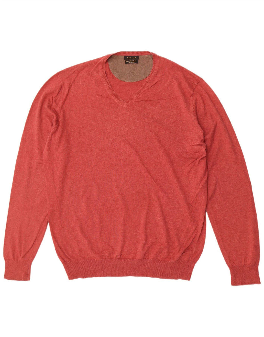 Мужской джемпер с v-образным вырезом Massimo Dutti XL, красный хлопок