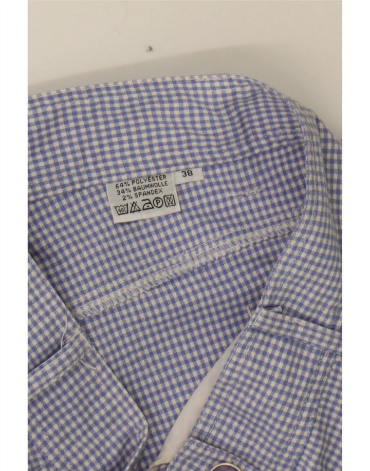 VINTAGE Womens Straight Capri Trousers EU 38 Medium W28 L16 Blue Gingham Vintage Vintage and Second-Hand Vintage from Messina Hembry 
