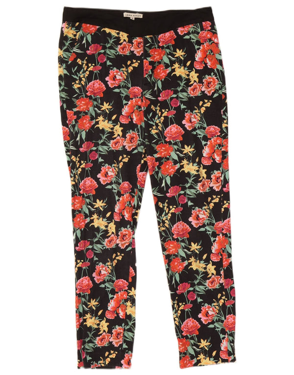 Женские узкие укороченные брюки Laura Ashley UK 8, маленькие W28 L26, черные с цветочным принтом