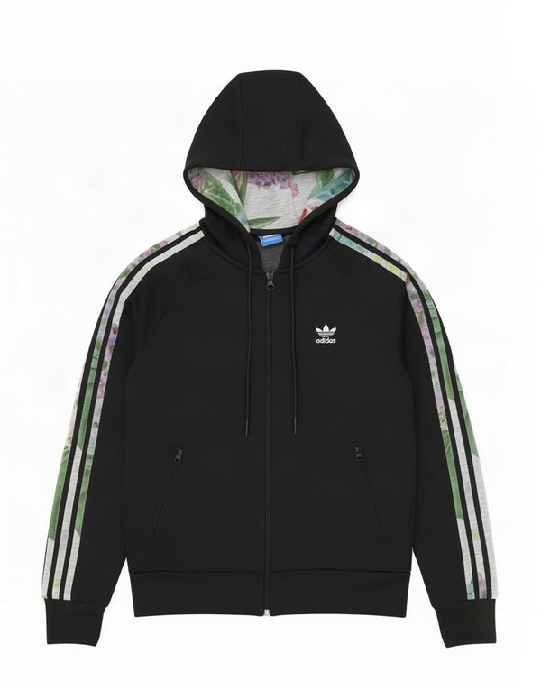Женский свитер с капюшоном Adidas на молнии с графическим рисунком UK 10, маленький, черный, полиэстер