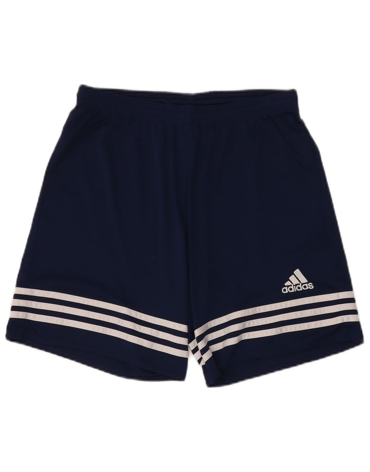 Мужские спортивные шорты Adidas Climalite среднего размера, темно-синие, полиэстер
