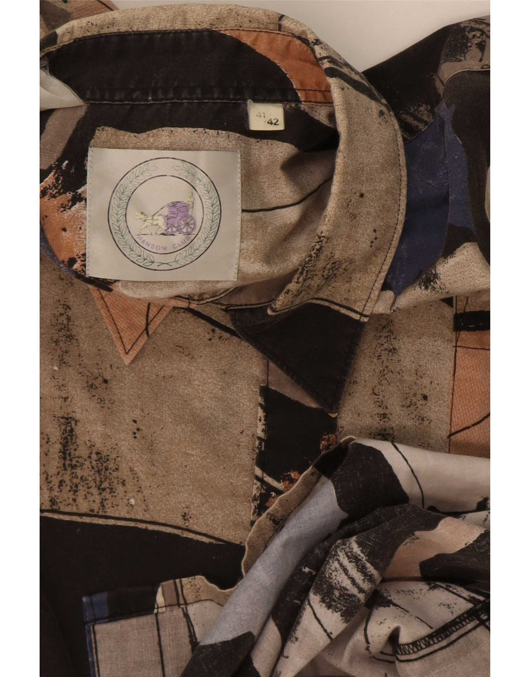 Винтажная мужская рубашка с абстрактным узором, размер 41/42, большая разноцветная