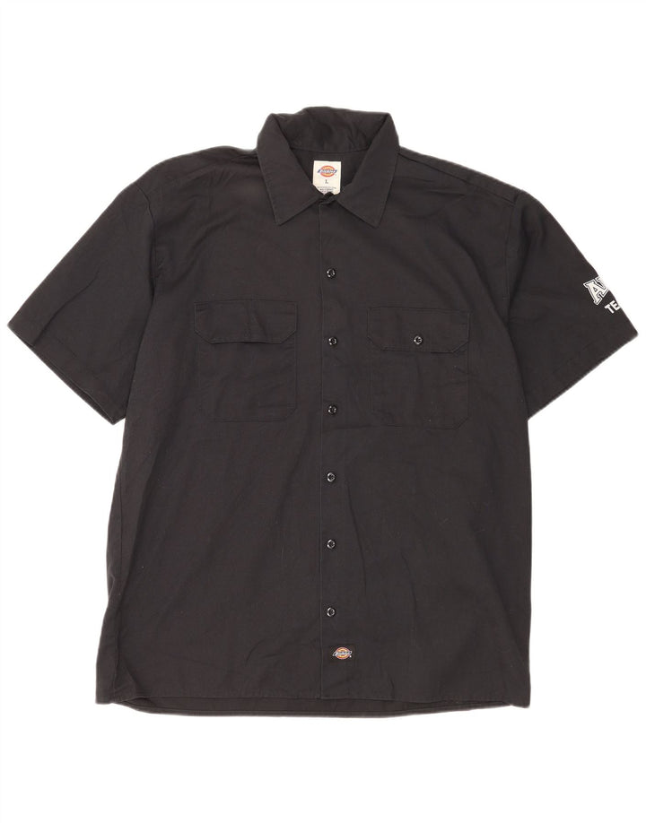 DICKIES Мужская рубашка с коротким рукавом с рисунком, большая черная хлопковая